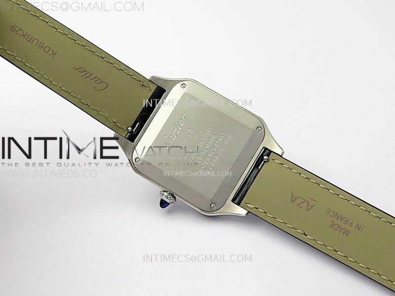 Santos Dumont 43.5mm SS F1F Best Edition Silver Dial on Blue Leather Strap Quartz